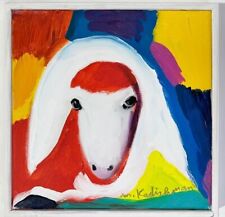 Menashe Kadishman -  “Colorful sheep”  - Acrylic On Canvas picture