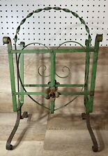 Antique French Iron Twist Magazine Holder Green Floral 18” Tall picture