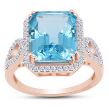 Aquamarine Antique Ring 14K Rose Gold Plated Sterling picture