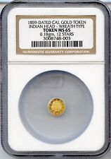 FROST CAMEO - 1859 CALIFORNIA GOLD INDIAN HD - WREATH 12 STARS / NGC MS65 R.8 picture