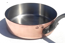 Vintage 9.6inch French Copper Saute Pan Mauviel Villedieu Inox Lining 2.5mm 6lbs picture