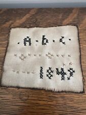 Primitive Early Look Sampler Ornie Candle Mat 1849 Folk Art~ ABC Vintage Nail picture