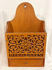 Antique Early American Hanging Wall Box, Cutout Scroll Work, prob. PA c 1830-50s picture
