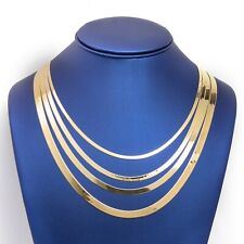 High Polished Herringbone Necklace Chain 14K Solid Yellow Gold All Sizes picture
