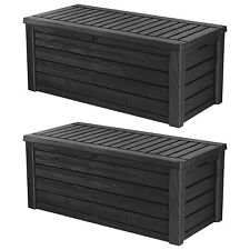 Keter Westwood Outdoor 150 Gal Deck Storage Box for Yard Tools, Grey (2 Pack) picture