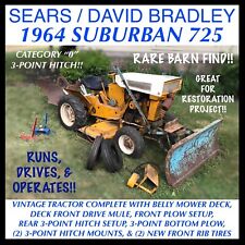 1964 SEARS / DAVID BRADLEY SUBURBAN 725 TRACTOR W/ MOWER DECK, PLOW, 3-POINT +++ picture