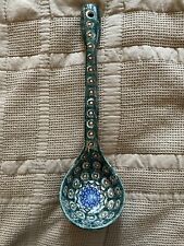 Polish Pottery Soup Ladle Green Blue NWT picture