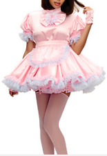 Sissy Girl Maid Pink Satin Organza Lockable Dress Cosplay Costume Tailor-made picture