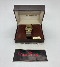 Vintage 1970s Westclox Quartzmatic Wrist Watch Heavy Bracelet Solid State Box 27 picture