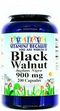200 Capsules 900mg Black Walnut Hull Herbal Parasite Bacteria Cleanse picture