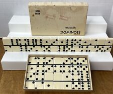 Vintage Puremco Extra Thick Marblelike Dominoes No.716 White Made in Waco Texas picture