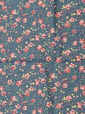 Vintage Cranston Print Works Blue & Pink Calico Floral Cotton Fabric 2 Yards picture