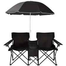 Goplus Portable Folding Picnic Double Chair W/Umbrella Table Cooler Beach Camp picture