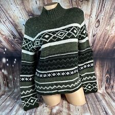 American Vintage Womens Large Wool Blend Chunky Knit Fair Isle Sweater USA Made picture