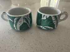 Pair of Wallace China USA Palm Green Banana Shadow Leaf Flat Coffee Cups picture