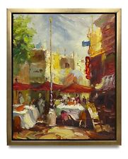 NY Art-Original Oil Painting of City Street View on Canvas 8x10 Framed picture