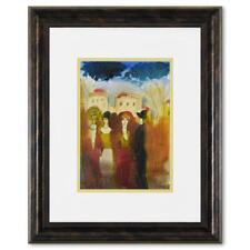 Moshe Leider, Framed Original Mixed Media Watercolor Painting, Hand Signed picture
