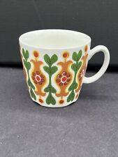 Figgjo Flint Norway Cup Green Brown Red Flowers 1970's Retro picture