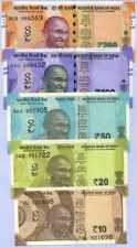 India Set 5 Pcs 10 20 50 100 200 Rupees Random Year (2018-2021) P 109-113 UNC picture