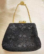 Vintage-Amazing-old-Beaded- Black - Evening-Purse. picture