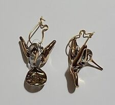 Hand-Crafted Vintage 24K Carat Gold Gilded Hummingbird Earrings #12 picture
