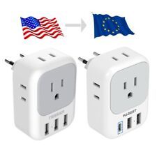 European Plug Adapter Travel Power Plug with 4 Outlets 3 USB Port to Spain Italy picture