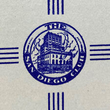 Original Vintage 1937 The San Diego Athletic Club Restaurant Menu California picture