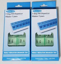 SET OF 2 7 Day Weekly Pill Organizer Large AM PM Case 2X A Day Pill Container picture