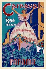 1936 Carnaval Panama Viva La Reina Vintage Style Travel Poster - 24x36 picture