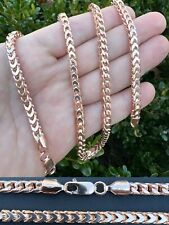 14k Rose Gold Solid 925 Sterling Silver Franco Chain 5mm Mens Necklace 18-30