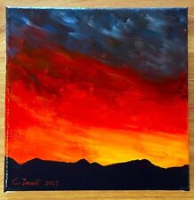 CHRIS ZANETTI Original Acrylic Canvas Painting SUNSET Sky Landscape Signed Art picture