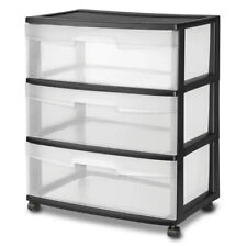 Wide 3 Drawer Cart, Plastic Dorm Storage Container with Wheels, Drawer cabinet picture