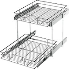 2 Tier Kitchen Cabinet Pull Out Shelf and Drawer Organizer Slide Out Gray/Silver picture