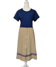 Volup Vtg 70s Dress Altogether Fashions Navy Khaki  picture
