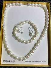 Auth Sterling Silver Elegant Genuine Freshwater Real Pearls Great Christmas Gift picture