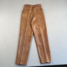 Bally Canada Brown Leather Straight Leg High Rise Lined Pants Womens Size 6 picture