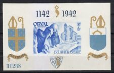 Belgium 1937 MNH Block III.I. Type 1 in Blue imperforated Orval Abbey. Signed ** picture