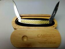 Camillus Yellow Jacket Muskrat Pocket Knife w/ Wood Case - AUS-8 Steel - Mint picture