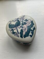 Rare Antique Handpainted Porcelain Chinese Heart Shaped Trinket Decor Box picture