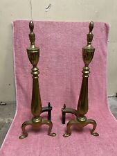 Vintage Pair of Brass Fireplace Andirons Set picture