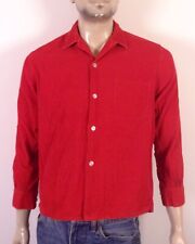vintage 50s 60s California Bright Red Corduroy Loop Collar Shirt Rockabilly M picture