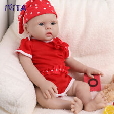 IVITA 18'' Full Silicone Blue Eyes Girl Doll Reborn Baby Lifelike Newborn Doll picture