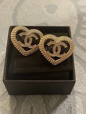 CHANEL Authentic All Crystal Classic CC Logo Earrings Silver Tone with Box picture