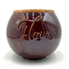 VTG Hull Pottery Mirror Brown Drip Glaze Flour Canister Jar 8