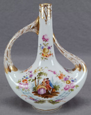 Helena Wolfsohn Dresden Hand painted Watteau Scene Floral & Gold 5 3/4 Inch Vase picture