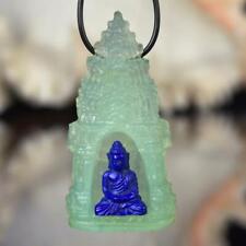 Sculpture of the Buddha Lapis Lazuli & Chrysoprase Pagoda Gemstone Carving 6.88g picture