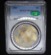 1883 CAC Morgan Silver Dollar PCGS Graded MS63 Color Toning Reverse Mount Toned picture