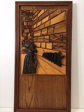 Vintage Handcarved Wooden Western Wailing Wall Jewish Religious 3-D Panel picture
