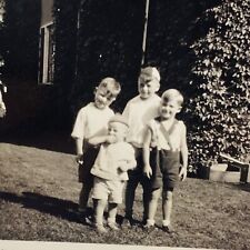 Vintage Photograph 4 Adorable Little Boys 1929 Black White Picture 3.5x2.5” picture