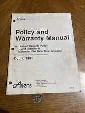 ARIENS WARRANTY MANUAL POLICY PROCEDURES TIME SCHEDULE 1988  000184 picture